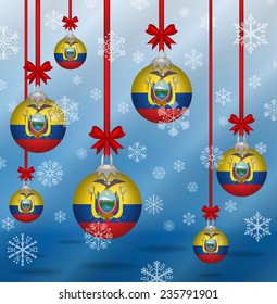 Ilustration Christmas background flags Ecuador 