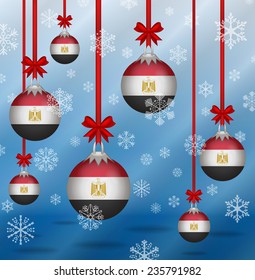 Ilustration Christmas background flags Egypt 