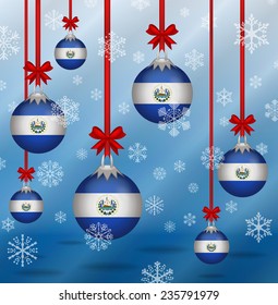 Ilustration Christmas background flags El Salvador 