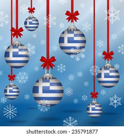 Ilustration Christmas background flags Greece 