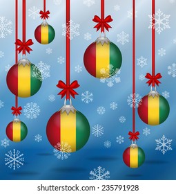 Ilustration Christmas background flags Guinea 