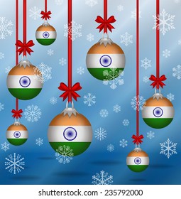 Ilustration Christmas background flags India