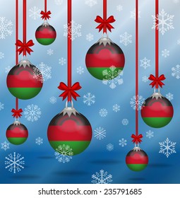 Ilustration Christmas background flags Malawi