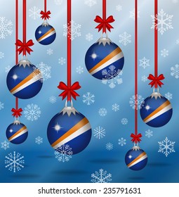 Ilustration Christmas background flags Marshall Islands 