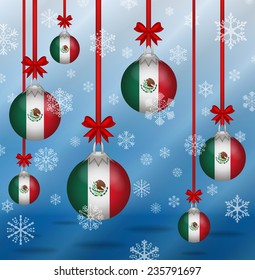 Ilustration Christmas background flags Mexico 