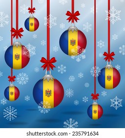 Ilustration Christmas background flags Moldova 
