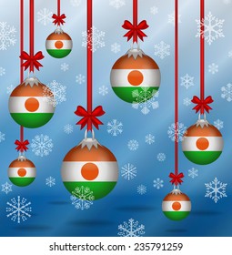 Ilustration Christmas background flags Niger 