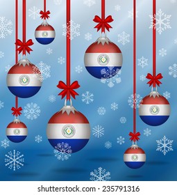 Ilustration Christmas background flags Paraguay