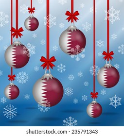 Ilustration Christmas background flags Qatar 
