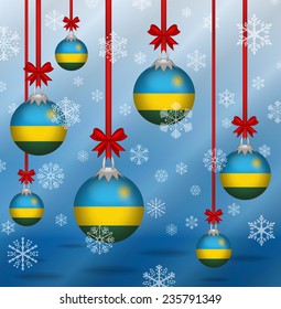 Ilustration Christmas background flags Rwanda