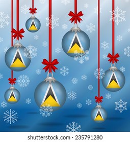 Ilustration Christmas background flags Saint Lucia 