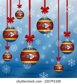 Ilustration Christmas background flags Swaziland 