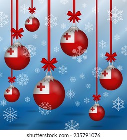 Ilustration Christmas background flags Tonga 