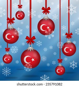 Ilustration Christmas background flags Turkey