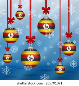 Ilustration Christmas background flags Uganda 