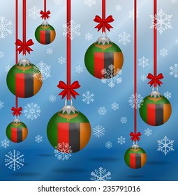 Ilustration Christmas background flags Zambia 
