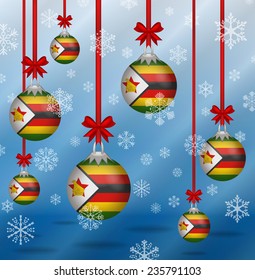 Ilustration Christmas background flags Zimbabwe 