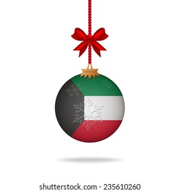 Ilustration christmas ball flag Kuwait