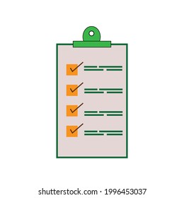 ilustration of clipboard with a check mark as a check mark, suitable as a concept for exams, surveys or others