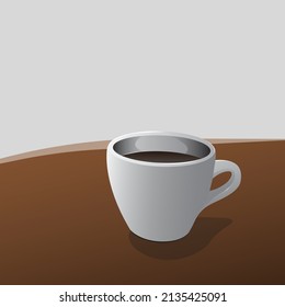 taza de café de ilustración sobre la mesa con fondo blanco