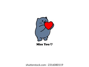 ilustration cute bear cartoon brings heart