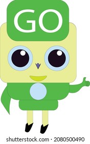 ilustration design chicken with go sign anime