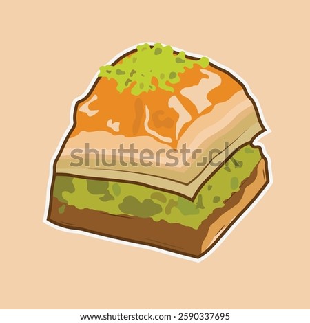 Ilustration of eastern food baklava especially for Turkish sweet dessert
