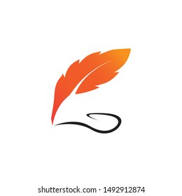 ilustration feather logo template vector