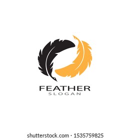 ilustration feather logo template vector