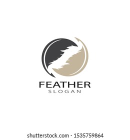 ilustration feather logo template vector