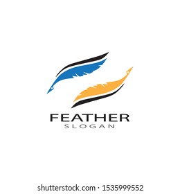 ilustration feather logo template vector