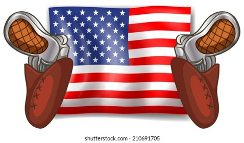 Ilustration of a flag and guns