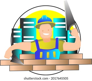 ilustration flat vector grapic of a valiant and brave builder ,suitable for companies that need development assets, can be used in the form of logos or printing or printing clothes