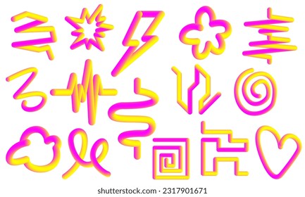 Ilustration Gradient Abstract Line 3d