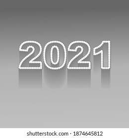 Ilustration graphic vector of 2021 pearl text design in silver free vector