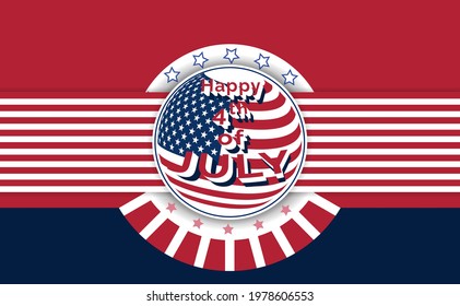 ilustration graphic vector of 4th of july celebration with a rounded american flag shape free vector