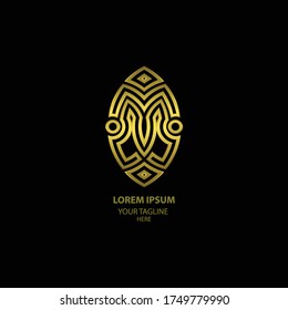 ilustration graphic vector of abstract monoline logo in gold.free logo 