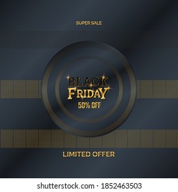 ilustration graphic vector of Black friday promo sale banner with gold text effect Free Vector

