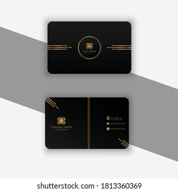 tarjeta de nombre elegante de oro negro con monolina en vector libre de estilo