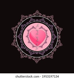 ilustration graphic vector of broken heart shape frame floral design for promotional digital printing company free vector