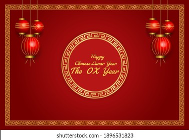 Ilustration graphic vector of chinese lunar year in red and gold  free vector