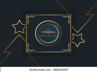 ilustration graphic vector of  christmas and new year design in blue and golden color schemes free vector