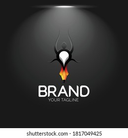 ilustration graphic vector of creative pencil style  with a shape of balerina logo in black,yellow,orange color for entertainment company  free vector