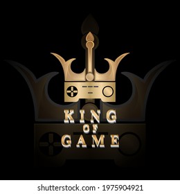 ilustration graphic vector of crown of king game in golden color  free vector