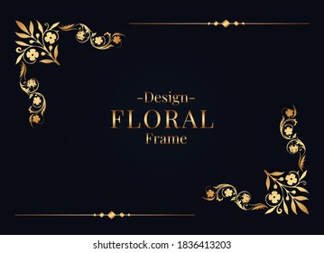 ilustration graphic vector of elegant floral frame in golden color suitable for digital printing company  free vector