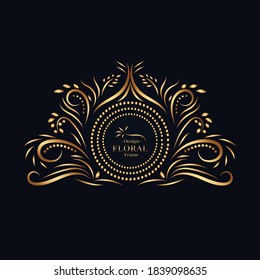 ilustration graphic vector golden decorative floral frame background for digital printing company Free Vector
