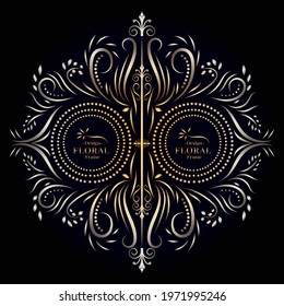 ilustration graphic vector of golden decorative floral frame design  Free Vector
