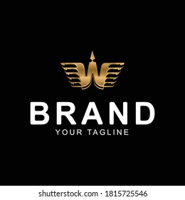 Ilustration graphic vector of golden w wing logo feathers style free vector