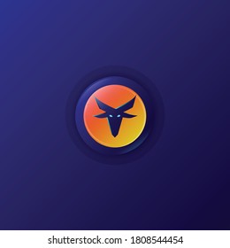 emblema de forma de cabra simple en vector libre de gradiente azul