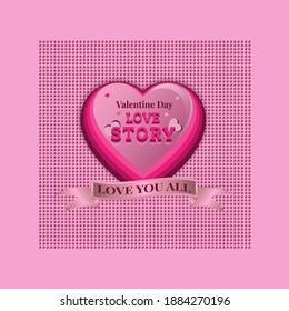 Ilustration graphic vector of heart shape valentine banner in pink free vector